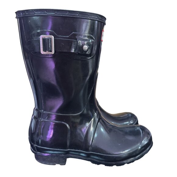 Hunter Original Short Gloss Women's Rubber Short Boots Black Size 6 - Picture 4 of 9
